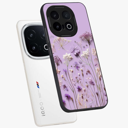 Lavender Blossom Dream Glass Case displayed in angled mockup highlighting dreamy lavender flower design with calming aesthetic style.