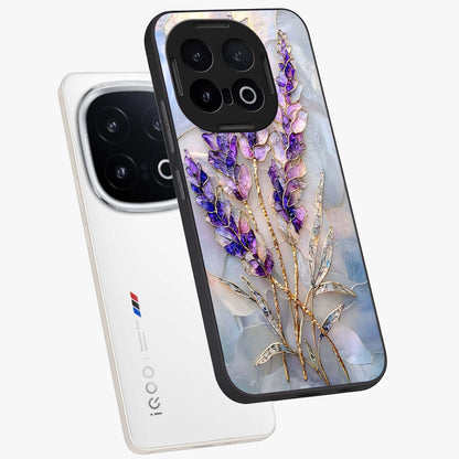 Lavender Dream Glow Glass Case displayed in angled mockup highlighting dreamy purple glow design with soft artistic style.