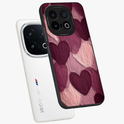 Layered Paper Hearts Glass Case displayed in angled mockup highlighting creative paper craft heart design with romantic aesthetic.