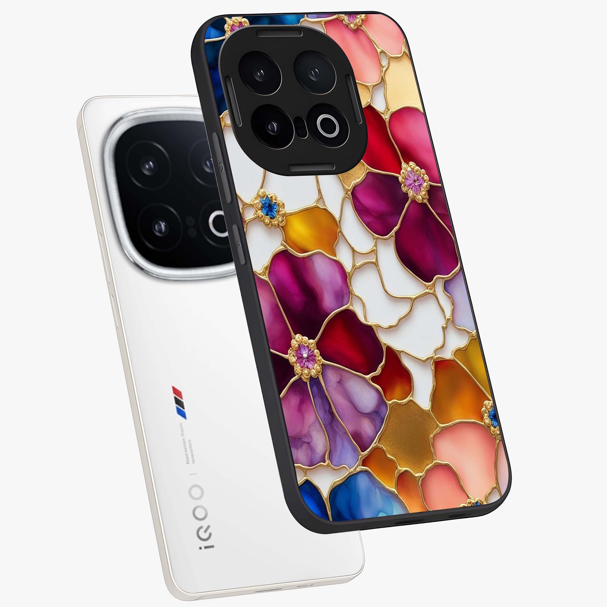 Marble Flower Pattern Glass Case displayed in angled mockup highlighting elegant marble floral design with modern aesthetic.