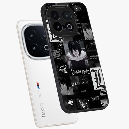 Midnight Chaos Mind Glass Case displayed in angled mockup highlighting chaotic artistic design with dramatic midnight aesthetic.