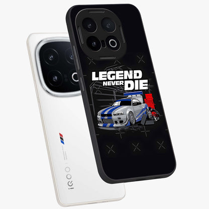 Midnight Racing Legacy Glass Case displayed in angled mockup highlighting dynamic automotive design with bold midnight aesthetic.