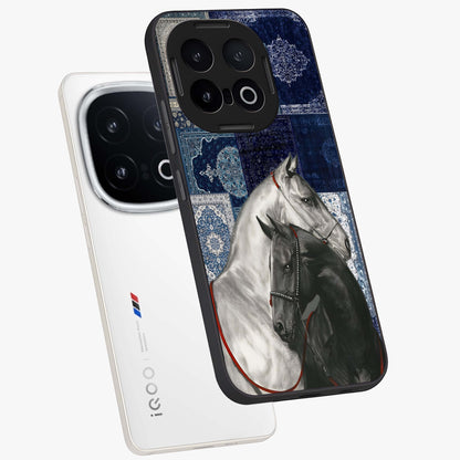 Midnight Stallion Blues Glass Case displayed in angled mockup highlighting powerful stallion illustration with deep midnight tones.
