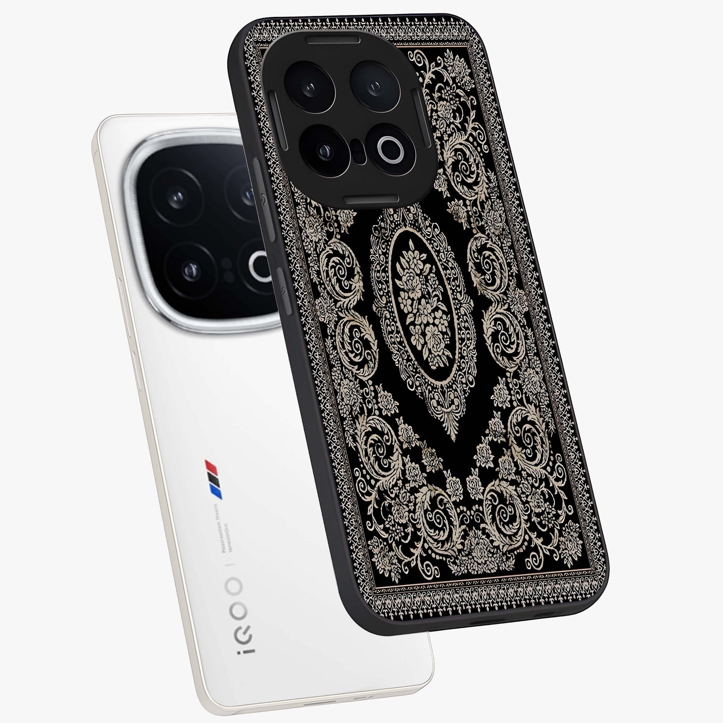 Noir Bloom Elegance Glass Case displayed in angled mockup highlighting refined flower design with stylish noir aesthetic.