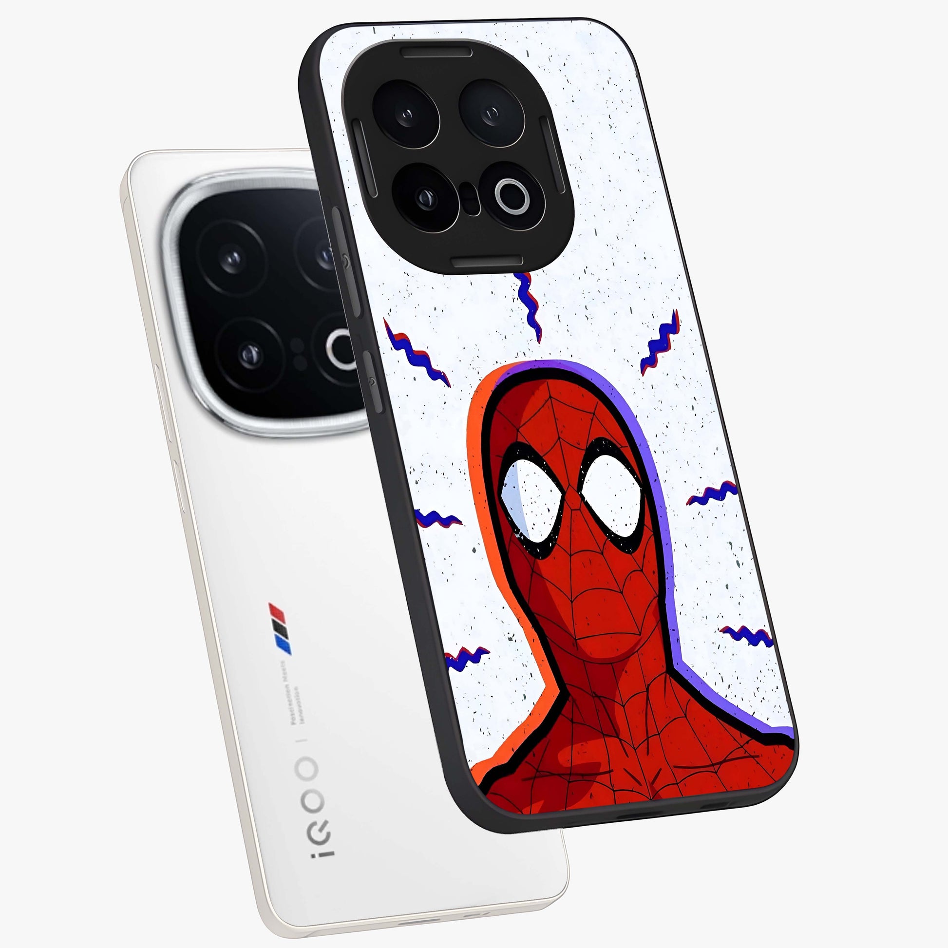 Omg Spiderman Glass Case displayed in angled mockup highlighting dynamic hero illustration with action comic aesthetic.