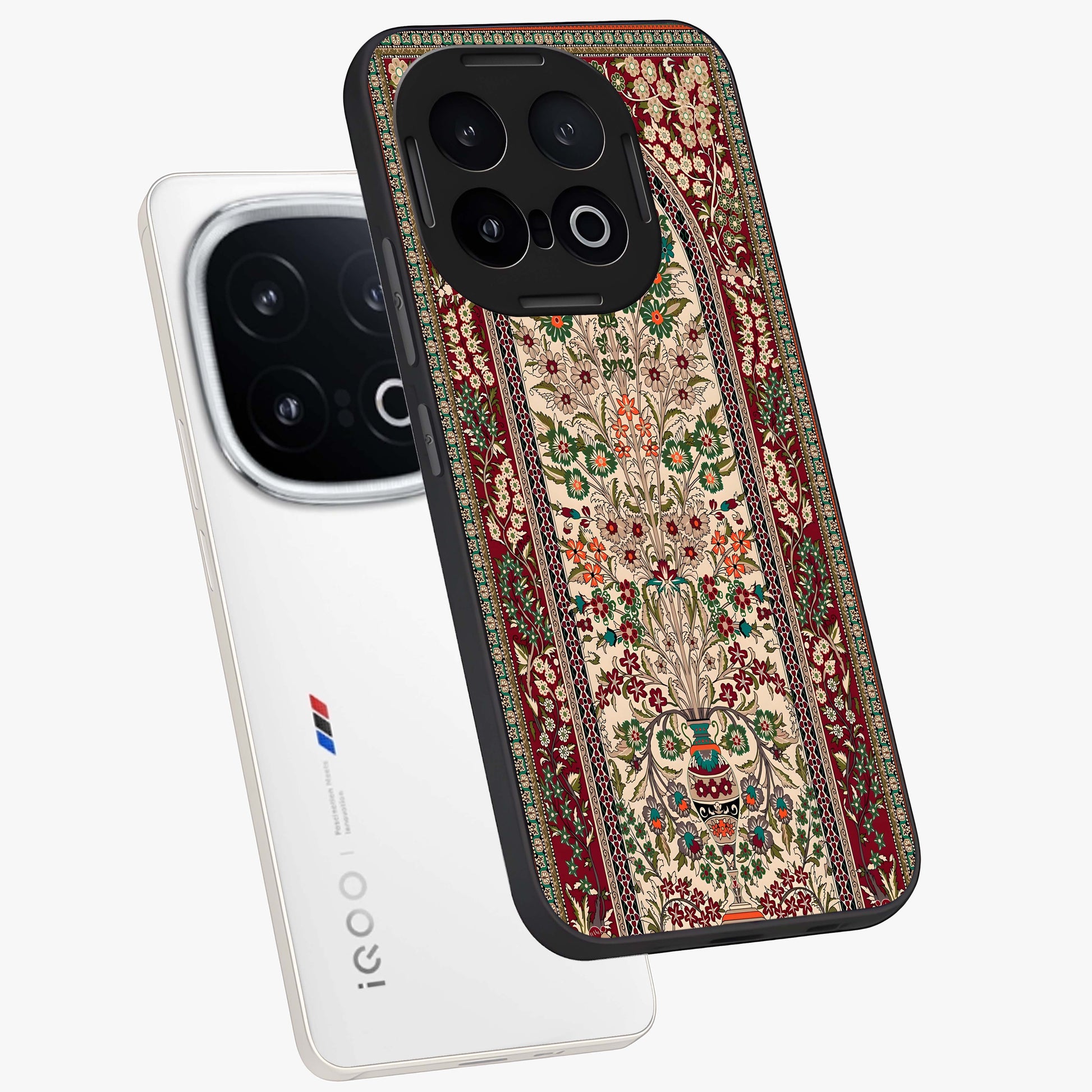 Persian Inspired Glass Case displayed in angled mockup highlighting intricate traditional design with elegant cultural aesthetic.