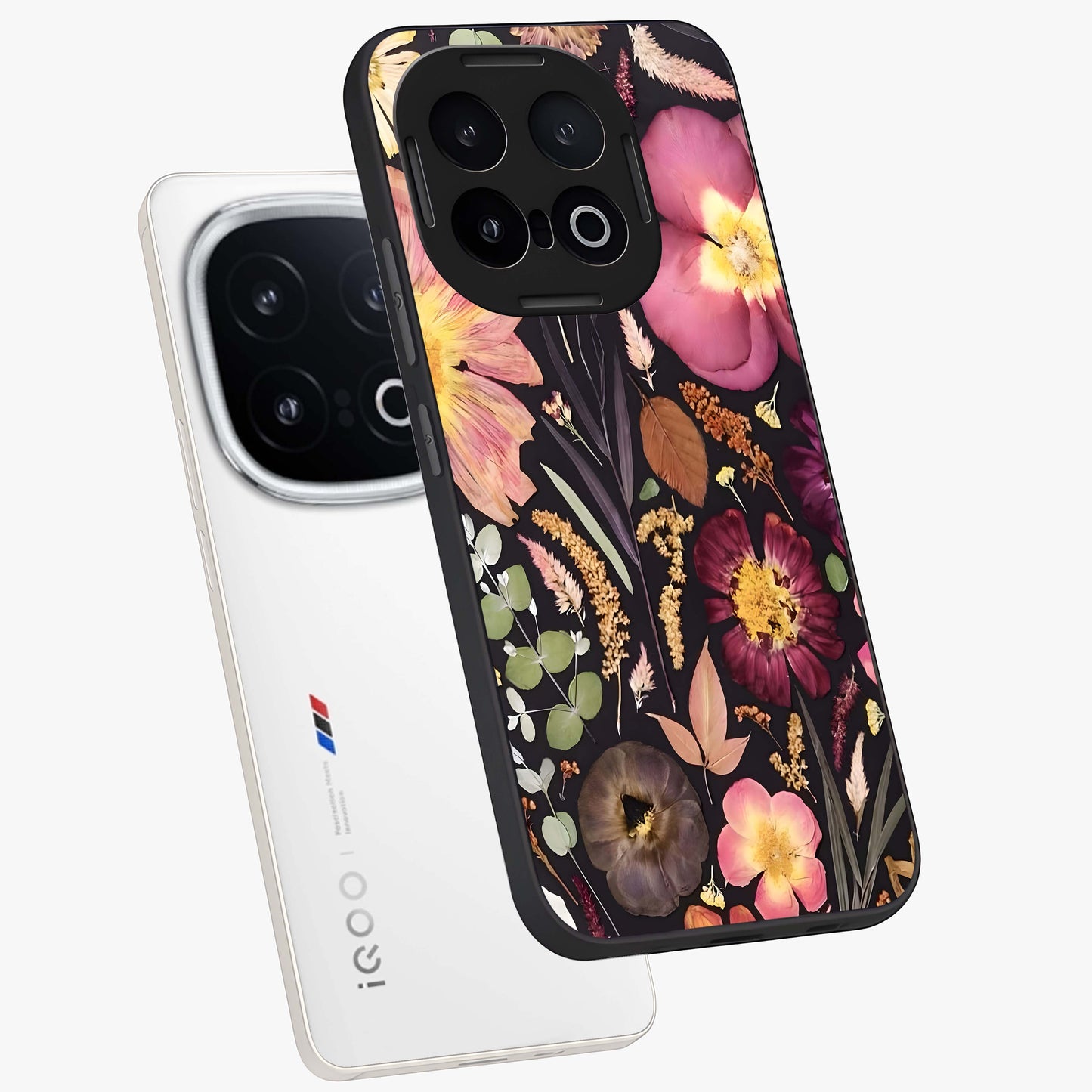 Petal Dream Tapestry Glass Case displayed in angled mockup highlighting decorative petal pattern with elegant botanical aesthetic.