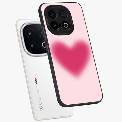 Pink Aura Heart Glass Case displayed in angled mockup highlighting vibrant pink heart design with dreamy aura aesthetic.
