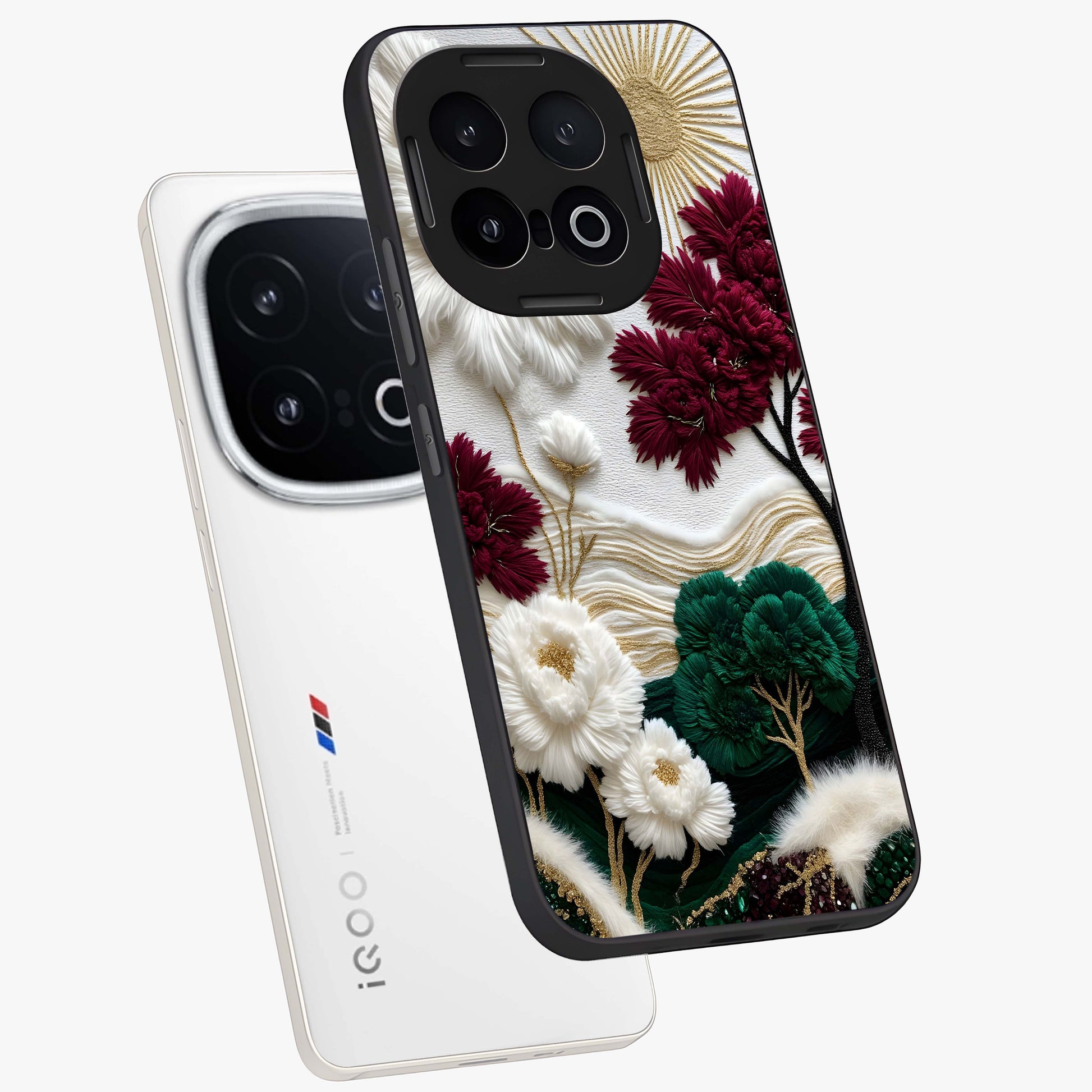 Radiant Bloom Elegance Glass Case displayed in angled mockup highlighting graceful floral design with radiant aesthetic style.