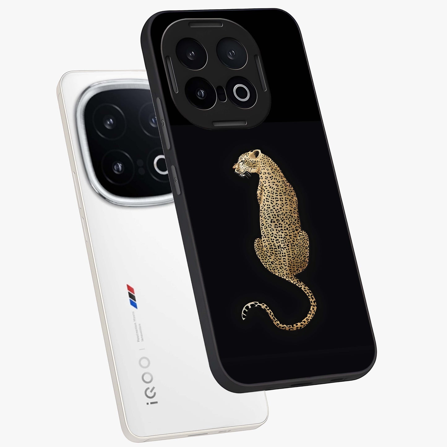 Regal Leopard Glass Case displayed in angled mockup highlighting powerful animal illustration with stylish wild aesthetic.