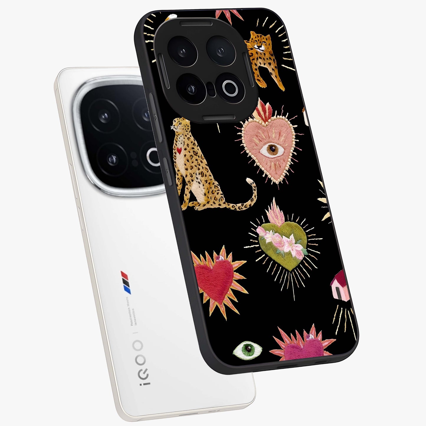 Sacred Jungle Heart Glass Case displayed in angled mockup highlighting lush tropical design with natural aesthetic style.