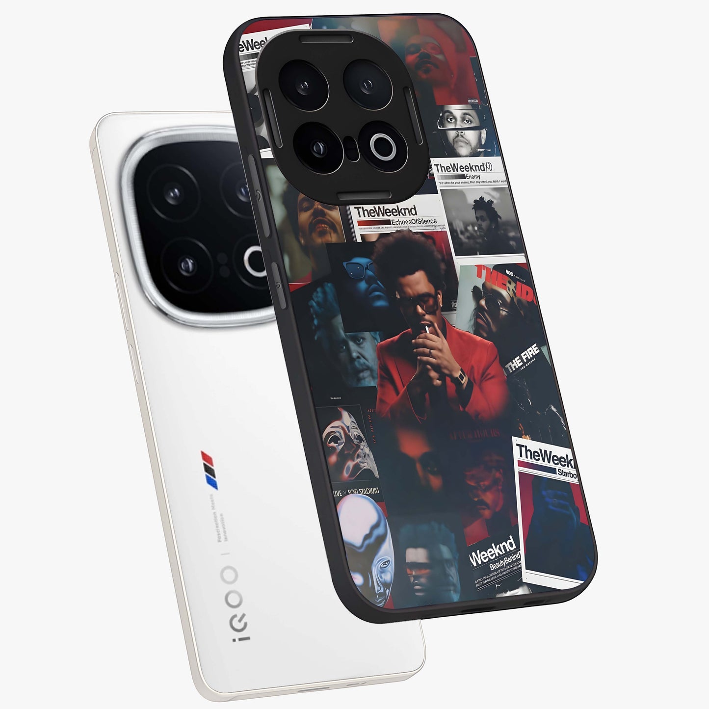 The Weeknd Glass Case displayed in angled mockup highlighting stylish pop culture inspired design with modern aesthetic.