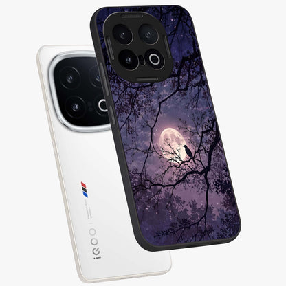 Whispering Moon Silence Glass Case displayed in angled mockup highlighting calm lunar design with dreamy night aesthetic.