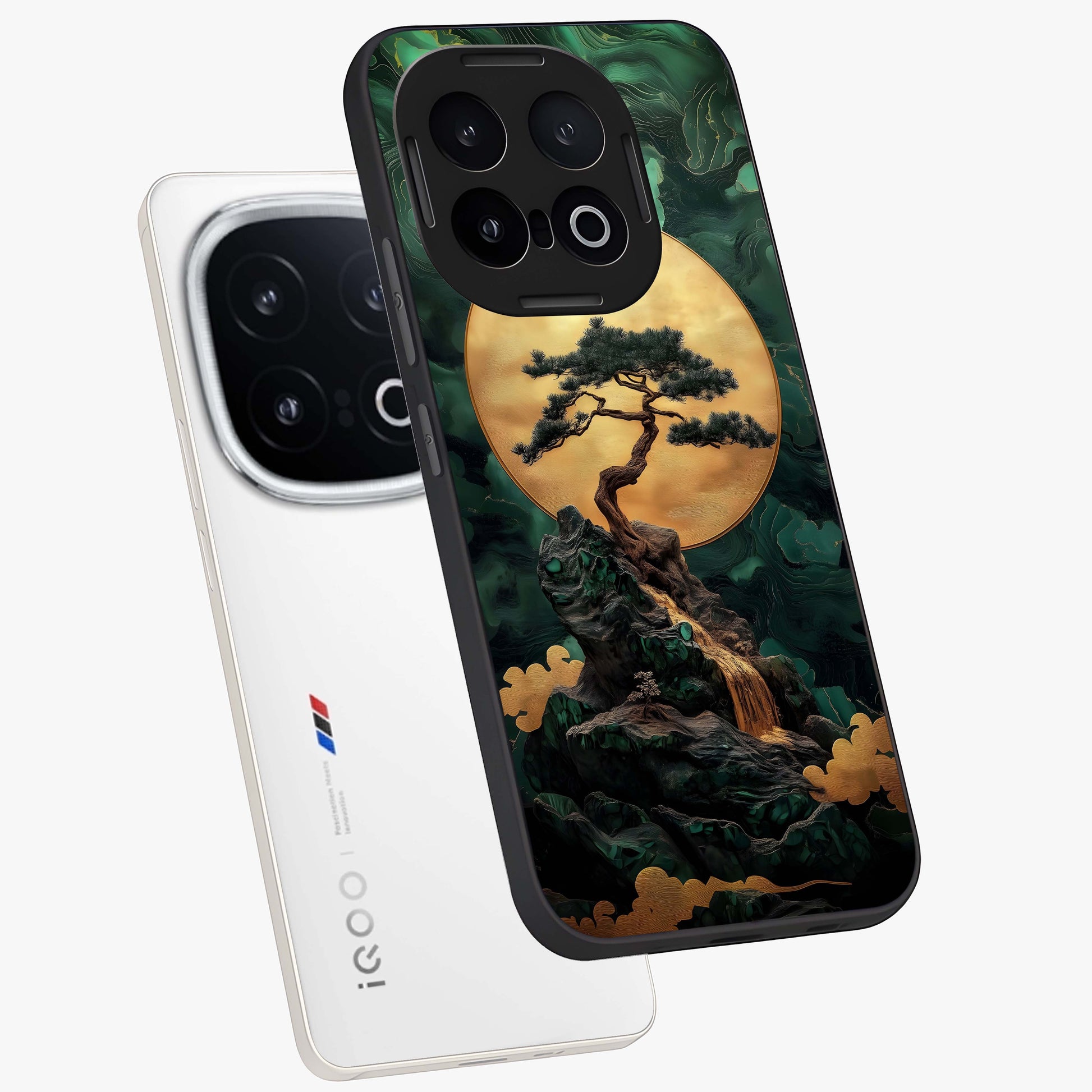 Zen Moon Rise Glass Case displayed in angled mockup highlighting peaceful lunar design with zen aesthetic style.