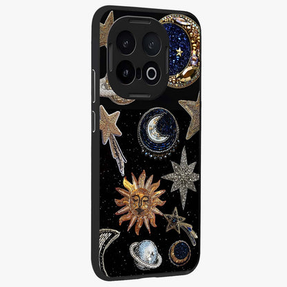 Celestial Gem Constellations Glass Case upright view showcasing cosmic constellation artwork with celestial aesthetic style.