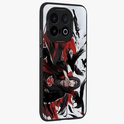 Crimson Crow Illusion Glass Case upright view showcasing striking crow illusion artwork with intense crimson theme.