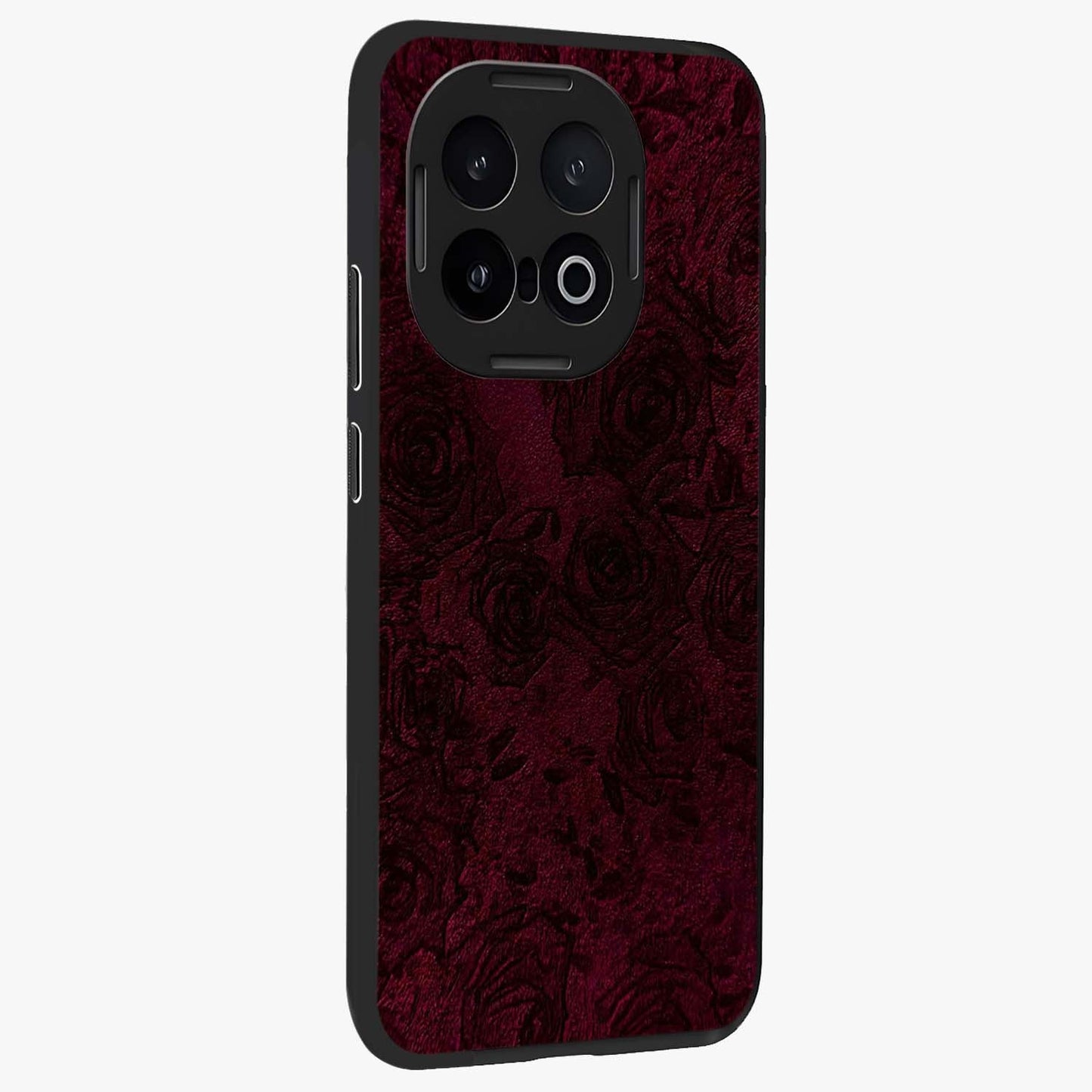 Crimson Fade Flow Glass Case upright view showcasing dynamic crimson flow artwork with stylish abstract theme.