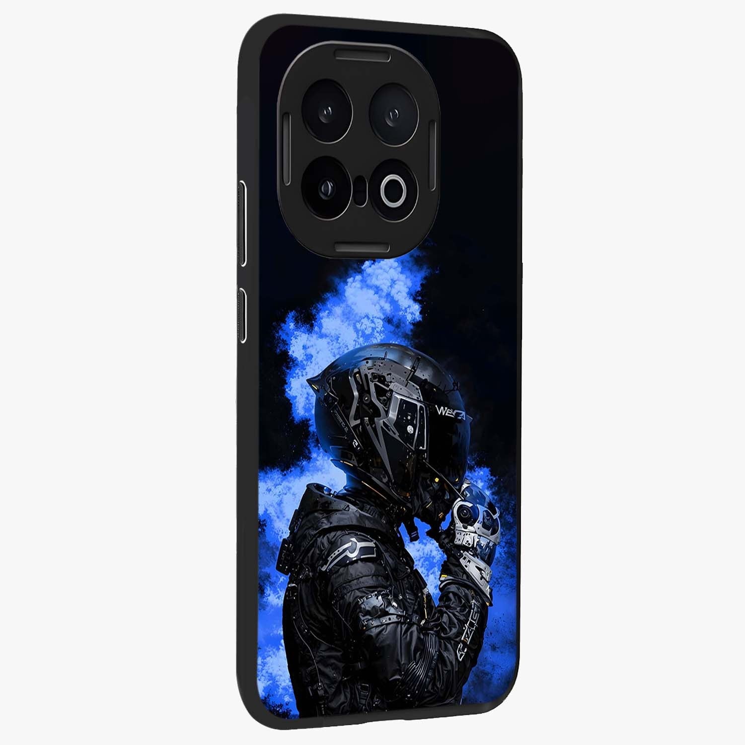 Cyber Sentinel Protocol Glass Case upright view showcasing advanced cyber sentinel artwork with futuristic tech theme.