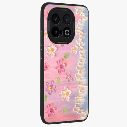 Dreamy Painted Garden Glass Case upright view showcasing vibrant floral garden artwork with artistic nature theme.