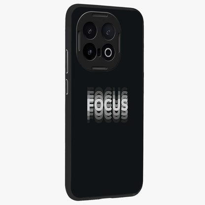 Focus Mode On Glass Case upright view showcasing strong typography statement with sleek motivational theme.