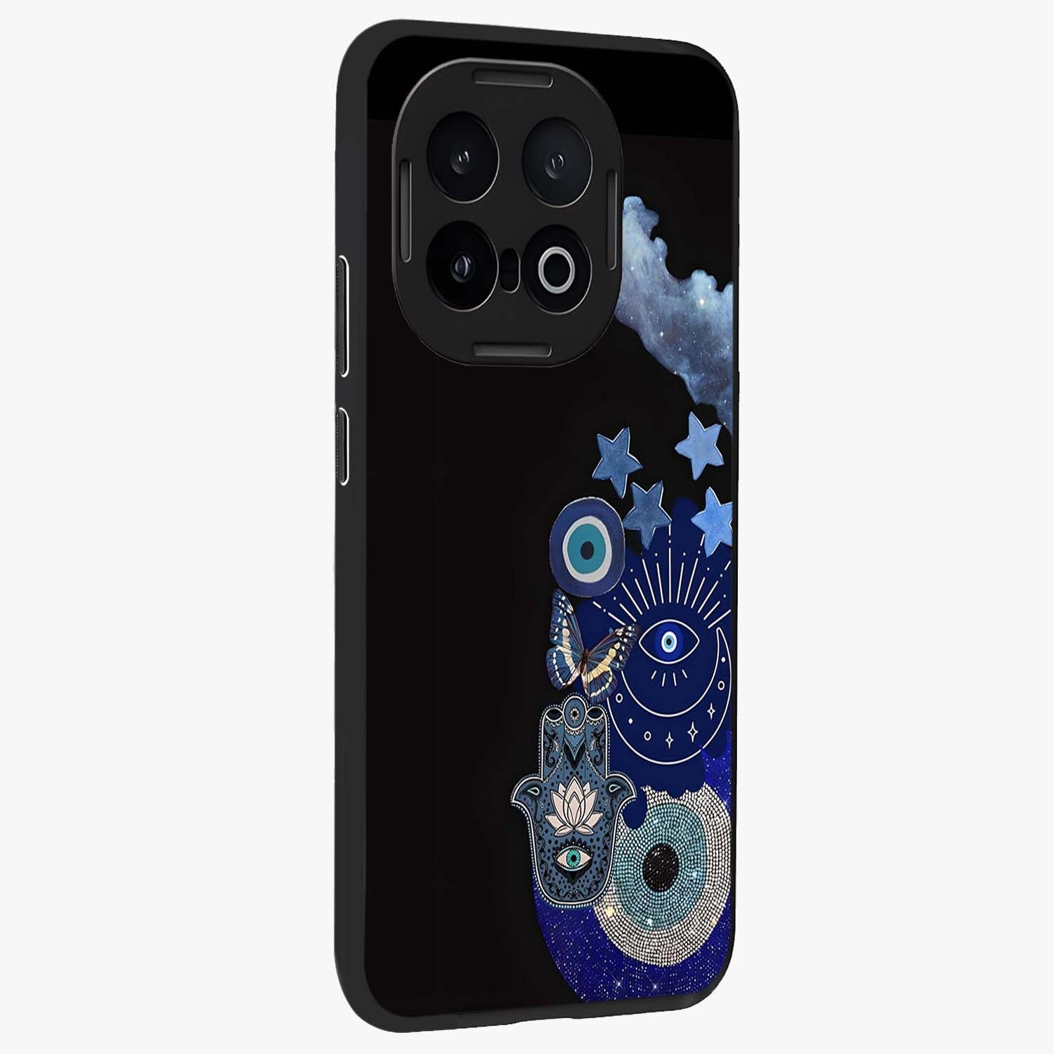 Galactic Charm Cluster Glass Case upright view showcasing glowing cosmic charm artwork with magical celestial style.