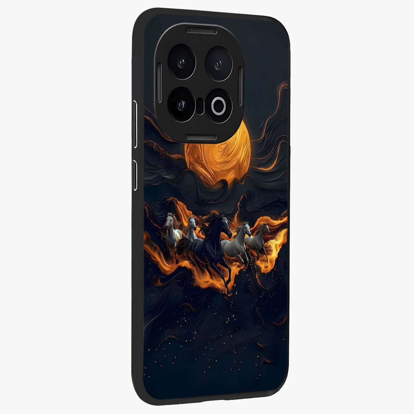 Golden Sun Majesty Glass Case upright view showcasing haunting graveyard artwork with dramatic dark theme.