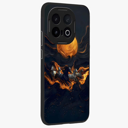 Golden Sun Majesty Glass Case upright view showcasing haunting graveyard artwork with dramatic dark theme.