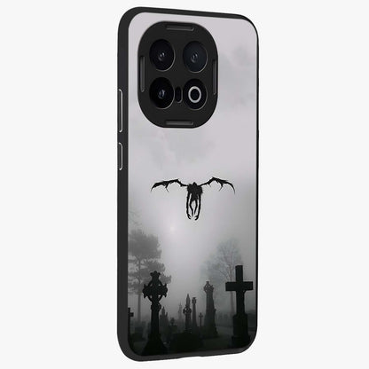 Graveyard Shadow Descent Glass Case upright view showcasing haunting graveyard artwork with dramatic dark theme.