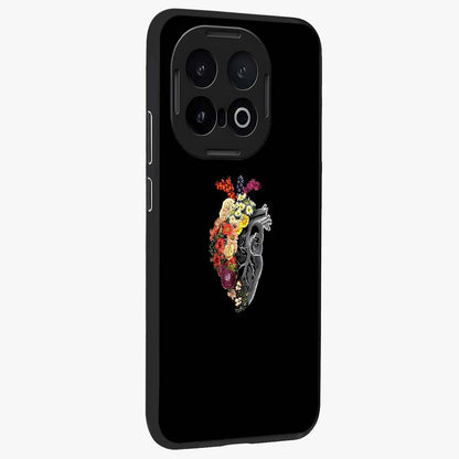 Heart With Flowers Glass Case upright view showcasing decorative heart and floral artwork with sweet romantic theme.