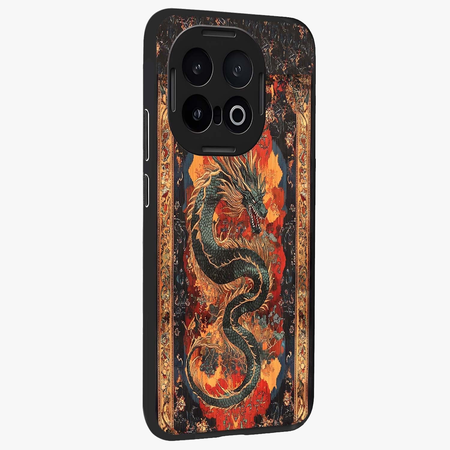 Inferno Dragon Soul Glass Case upright view showcasing intense dragon artwork with fantasy fire theme.