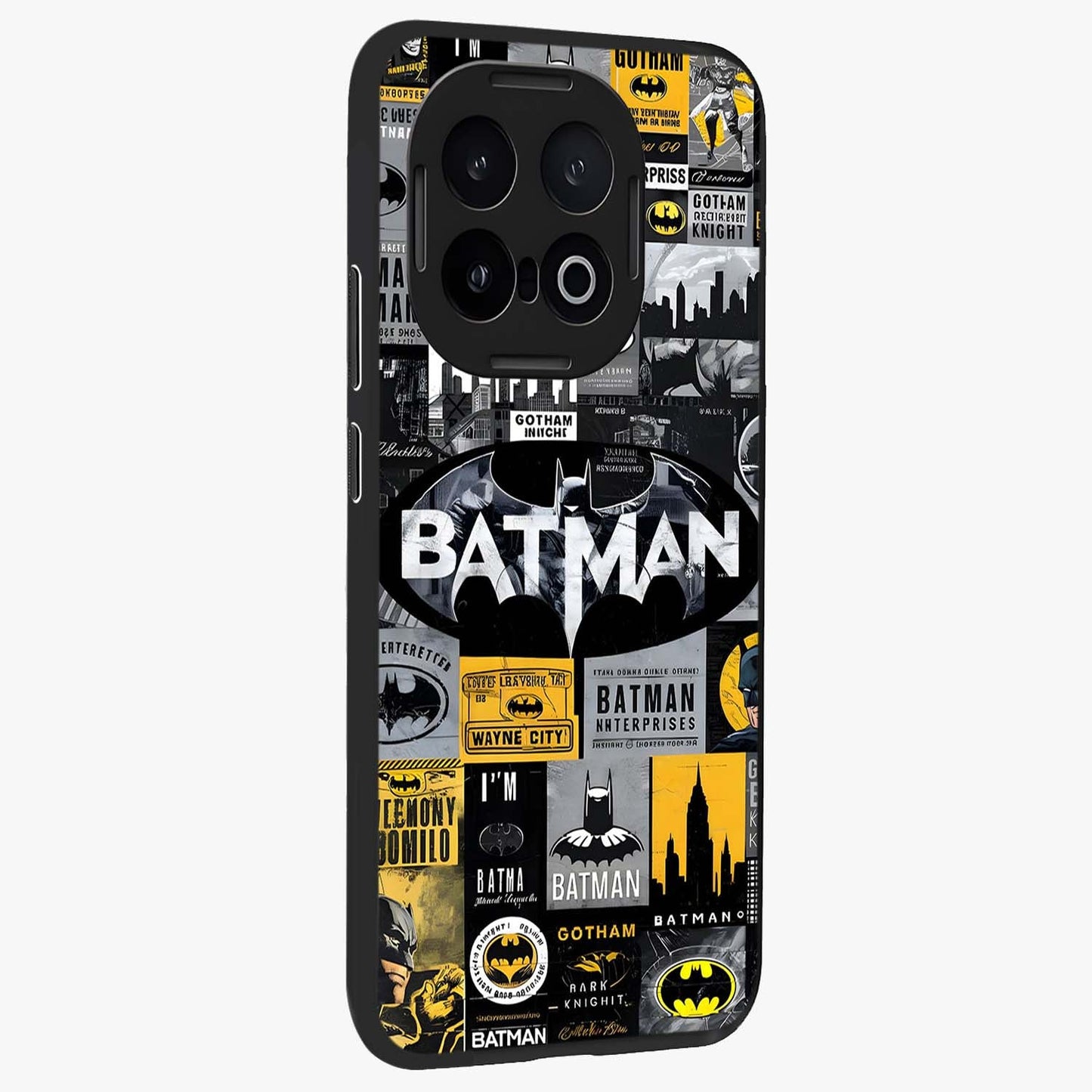 Knight Gotham Rise Glass Case upright view showcasing bold vigilante themed artwork with gothic city vibe.