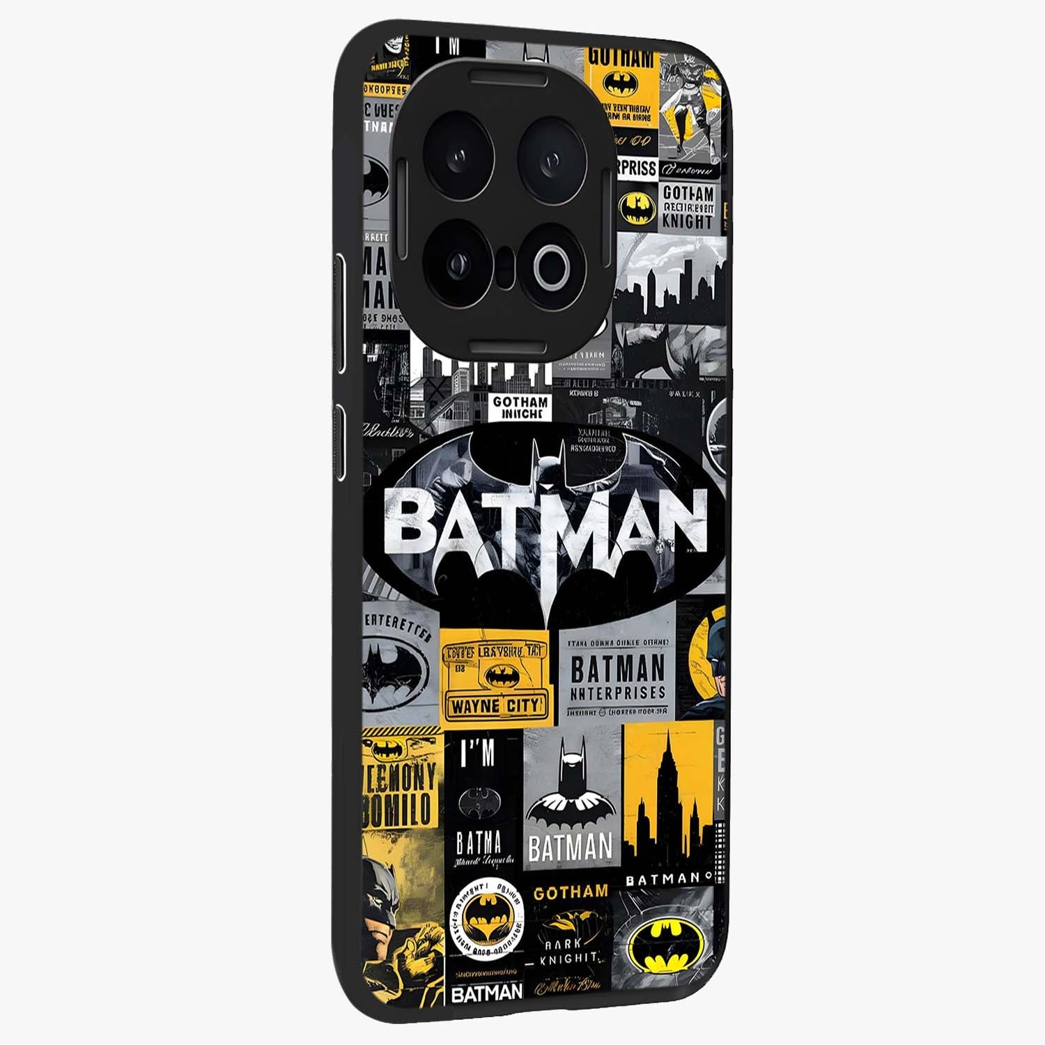 Knight Gotham Rise Glass Case upright view showcasing bold vigilante themed artwork with gothic city vibe.