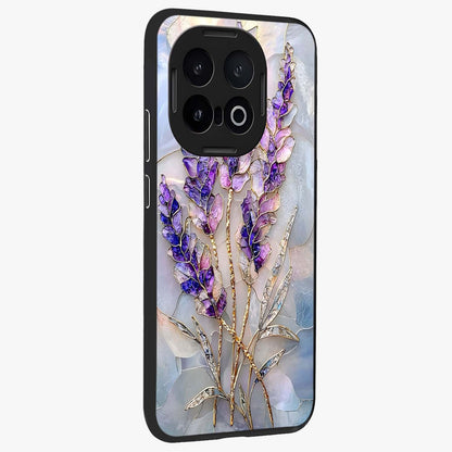 Lavender Dream Glow Glass Case upright view showcasing radiant lavender glow artwork with calming dreamy theme.