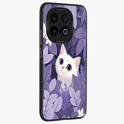 Lilac Hide Peek Cat Glass Case upright view showcasing charming cat artwork with adorable peek theme.