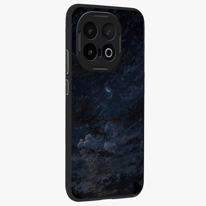 Lunar Veil Silence Glass Case upright view showcasing calm moon themed artwork with serene night atmosphere.