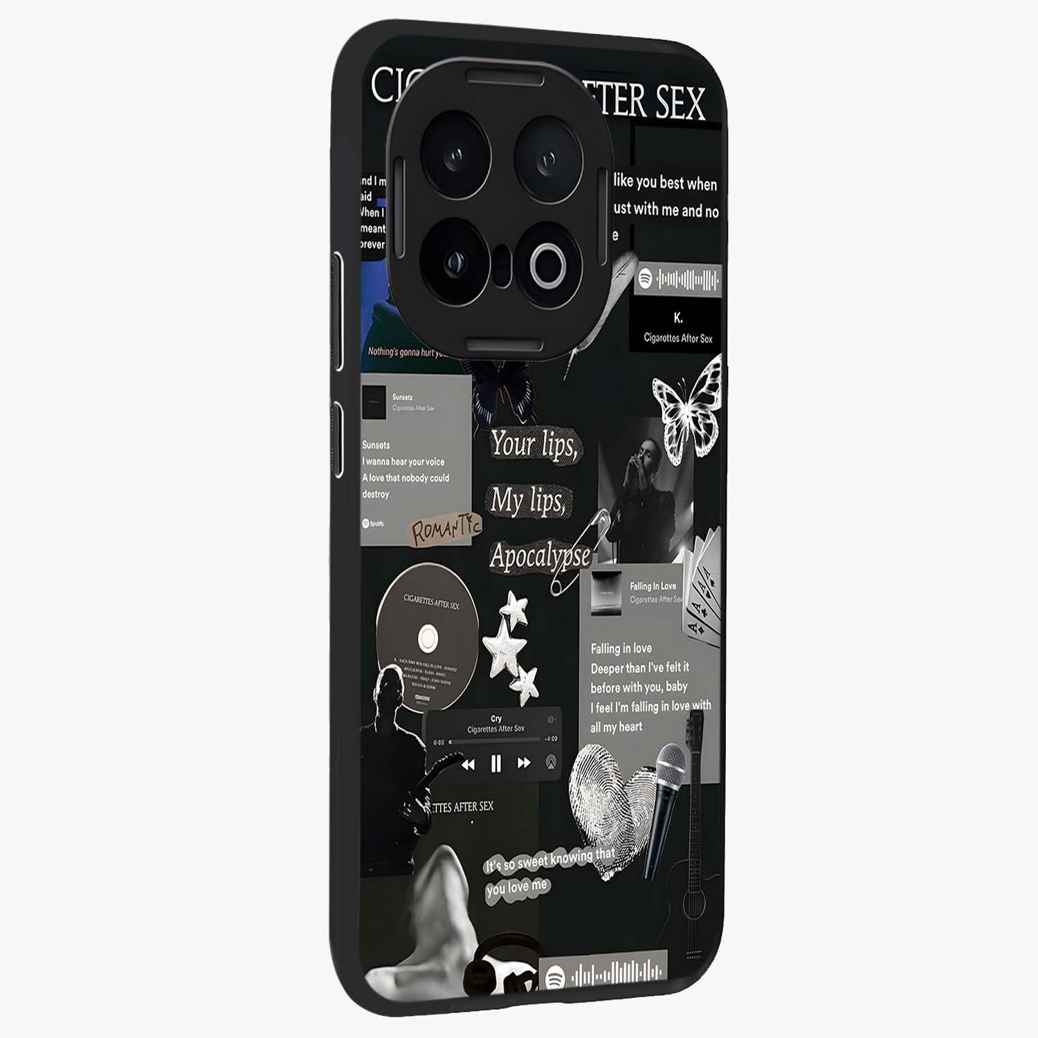 Midnight Love Echo Glass Case upright view showcasing expressive romantic artwork with dreamy midnight theme.