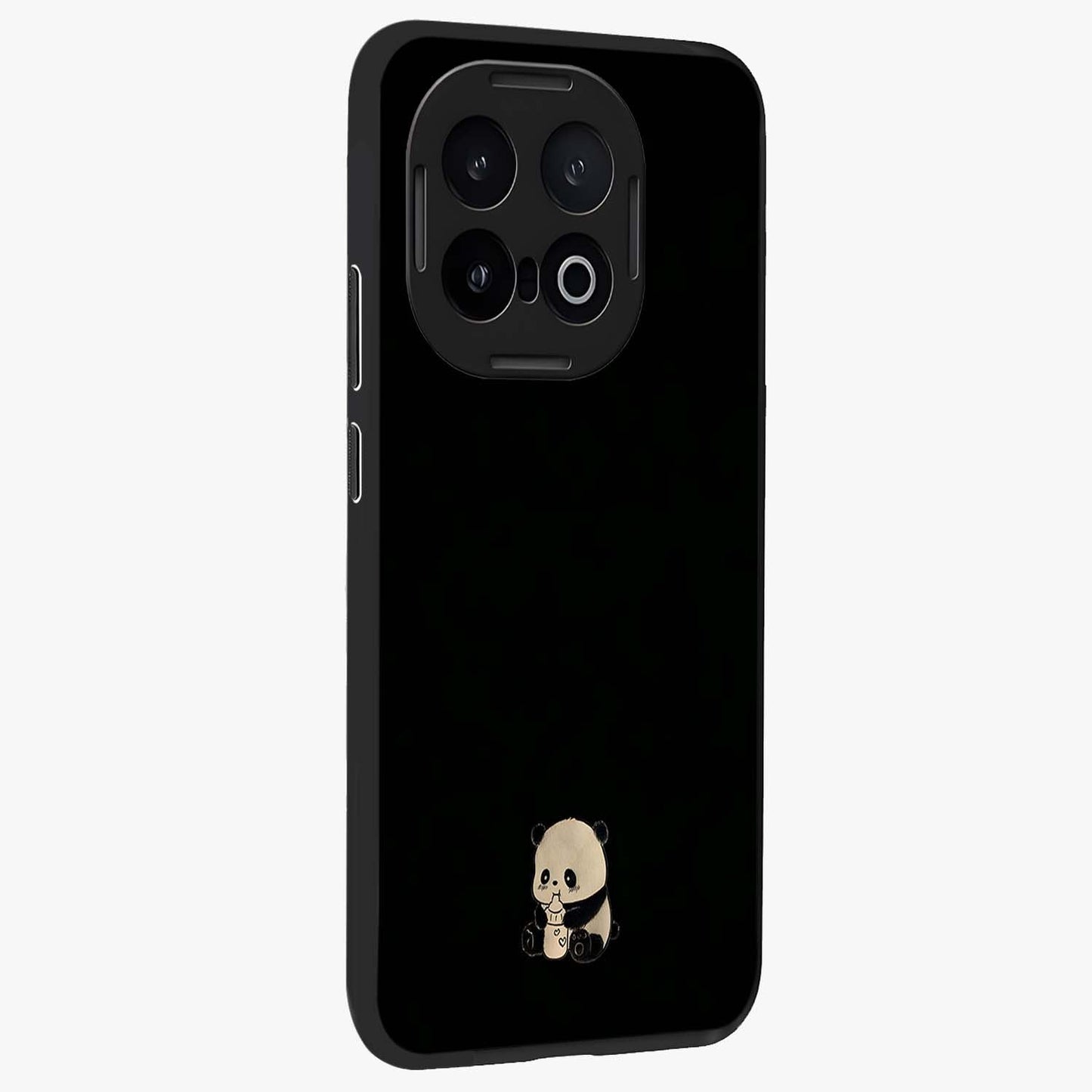 Midnight Panda Love Glass Case upright view showcasing charming panda artwork with playful romantic theme.