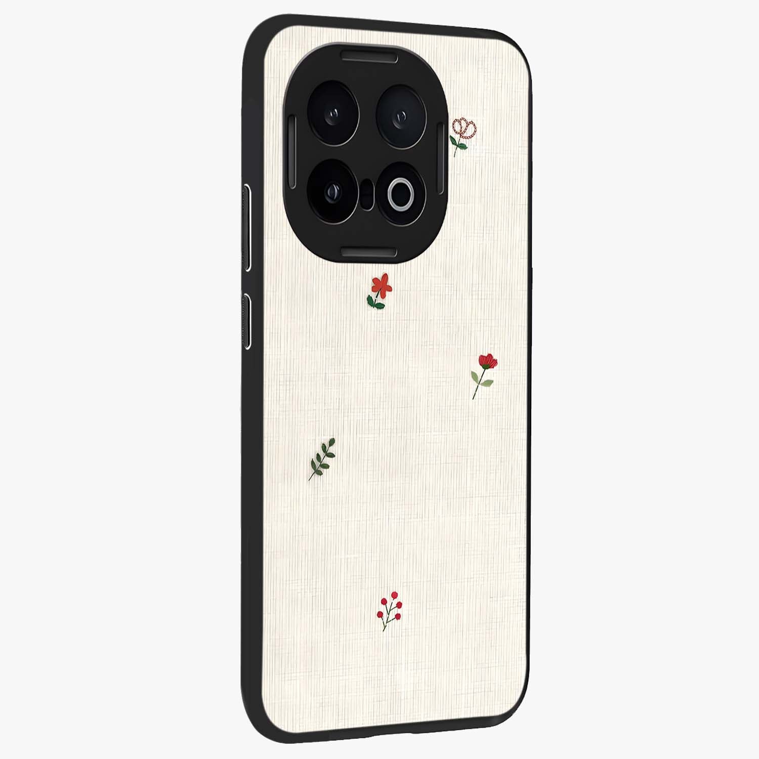 Minimalistic Blue With White Flower Pattern Glass Case upright view showcasing clean white flower artwork with calming blue theme.
