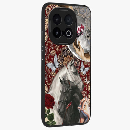 Moonlit Royal Stallion Glass Case upright view showcasing dramatic horse artwork with glowing moon themed design.