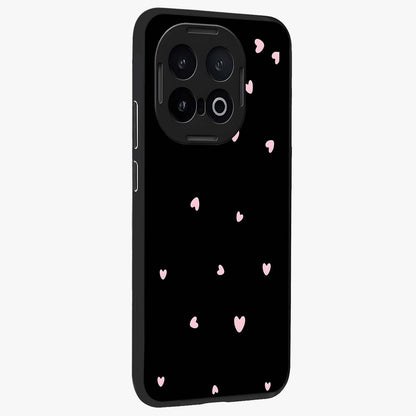Pink Love Drops Glass Case upright view showcasing charming heart drop artwork with romantic playful theme.