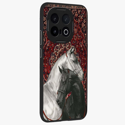 Regal Stallion Tapestry Glass Case upright view showcasing powerful horse artwork with elegant tapestry theme.
