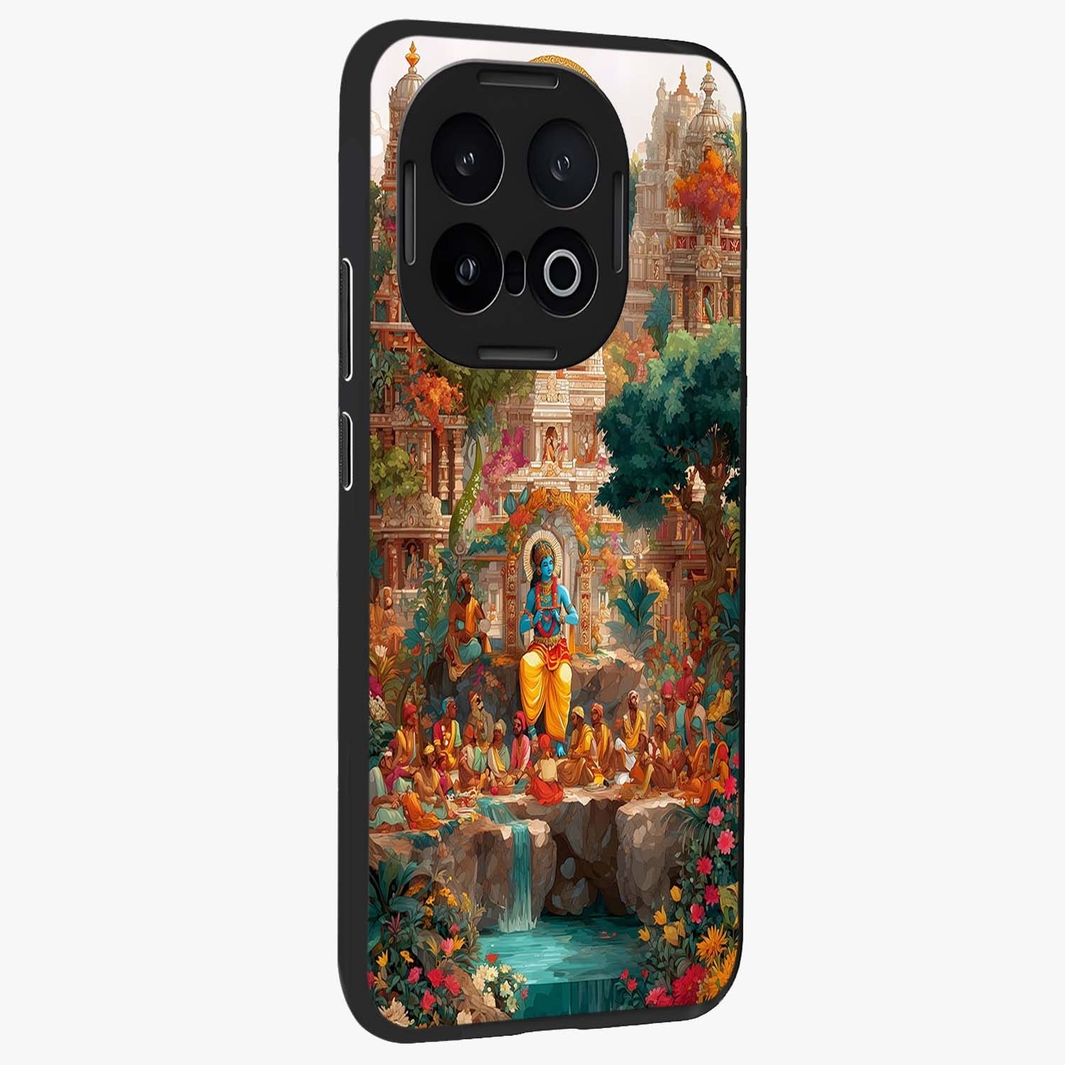Sacred Sunlight Gods Glass Case upright view showcasing glowing divine artwork with sacred mythological theme.