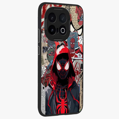 Spider Collage Street Glass Case upright view showcasing bold superhero artwork with urban street theme.