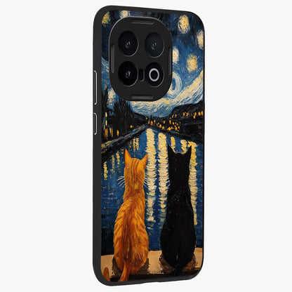 Starry River Cats Glass Case upright view showcasing adorable cat artwork with magical river and stars theme.