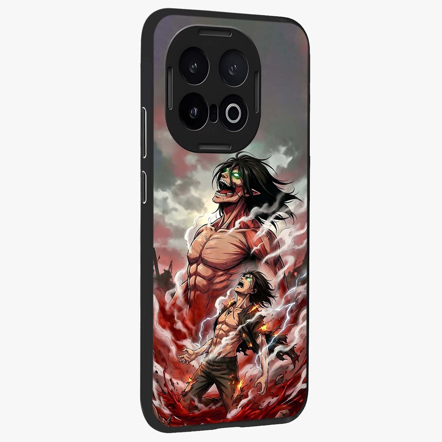 Titan Awakening Fury Glass Case upright view showcasing intense titan artwork with epic fantasy theme.