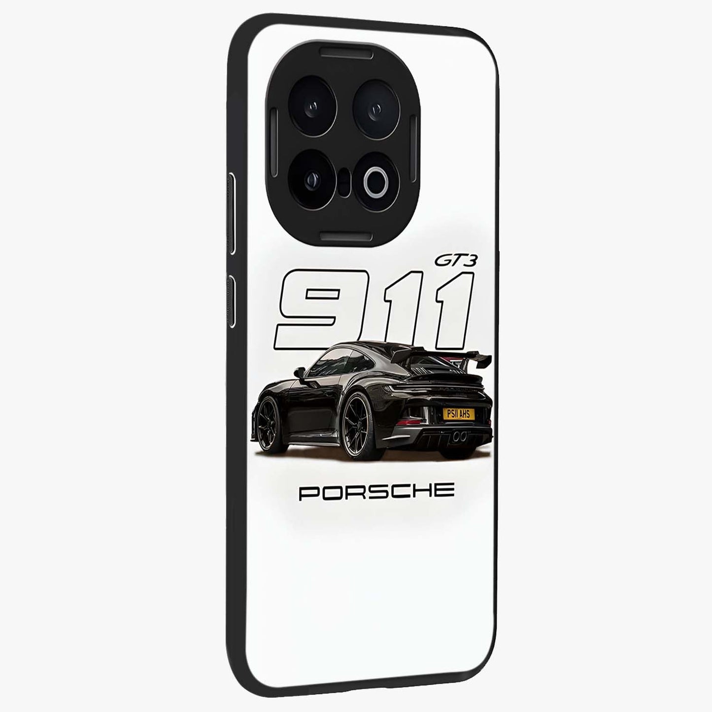 Turbo Legacy Icon Glass Case upright view showcasing bold racing inspired artwork with classic car theme.