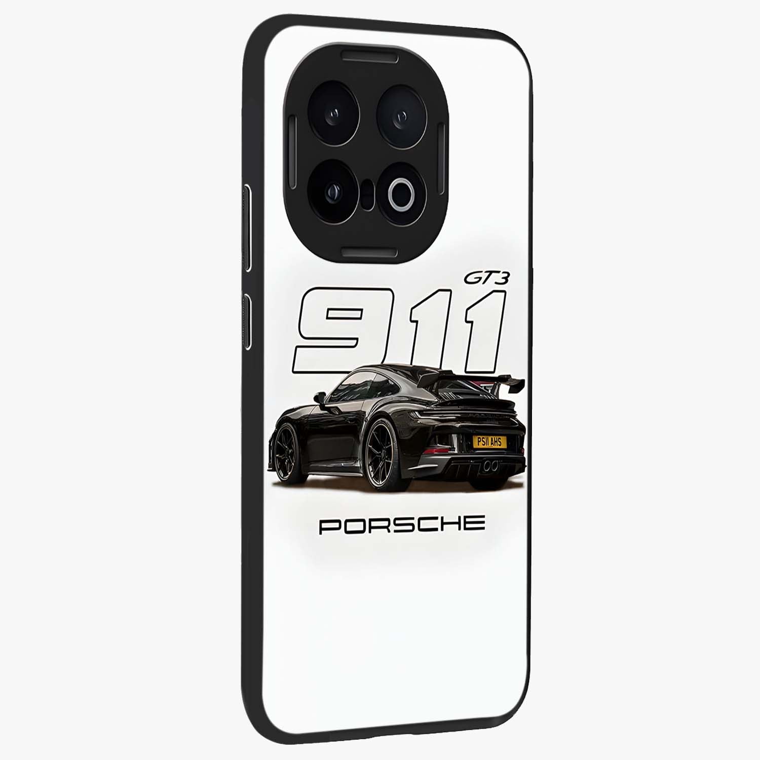 Turbo Legacy Icon Glass Case upright view showcasing bold racing inspired artwork with classic car theme.