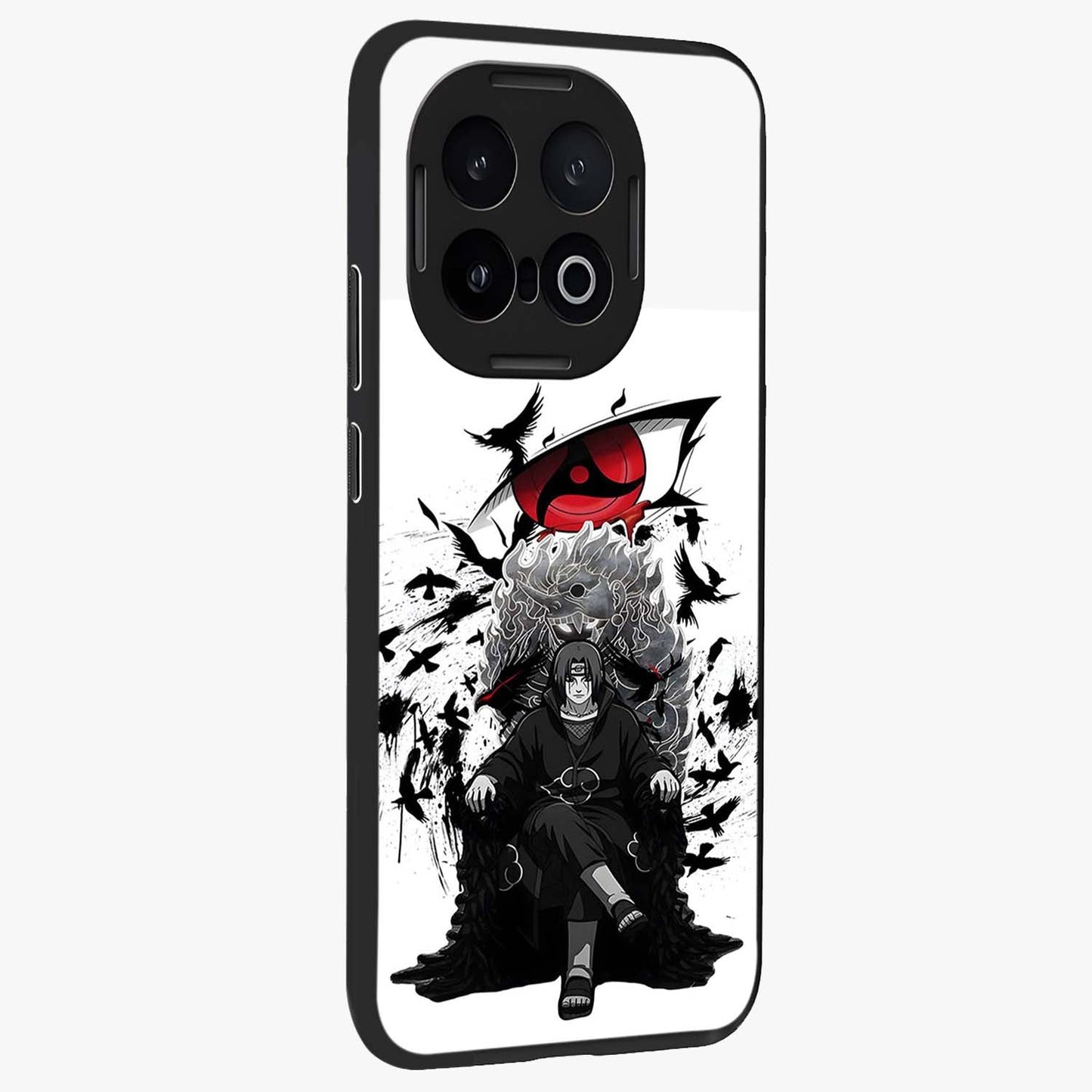 Uchiha Shadow Throne Glass Case upright view showcasing magical underwater galaxy artwork with vibrant cosmic theme.
