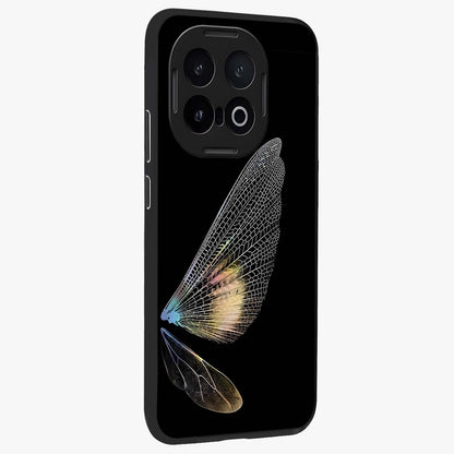 Whispers Of Wings Glass Case upright view showcasing elegant wing artwork with light airy theme.