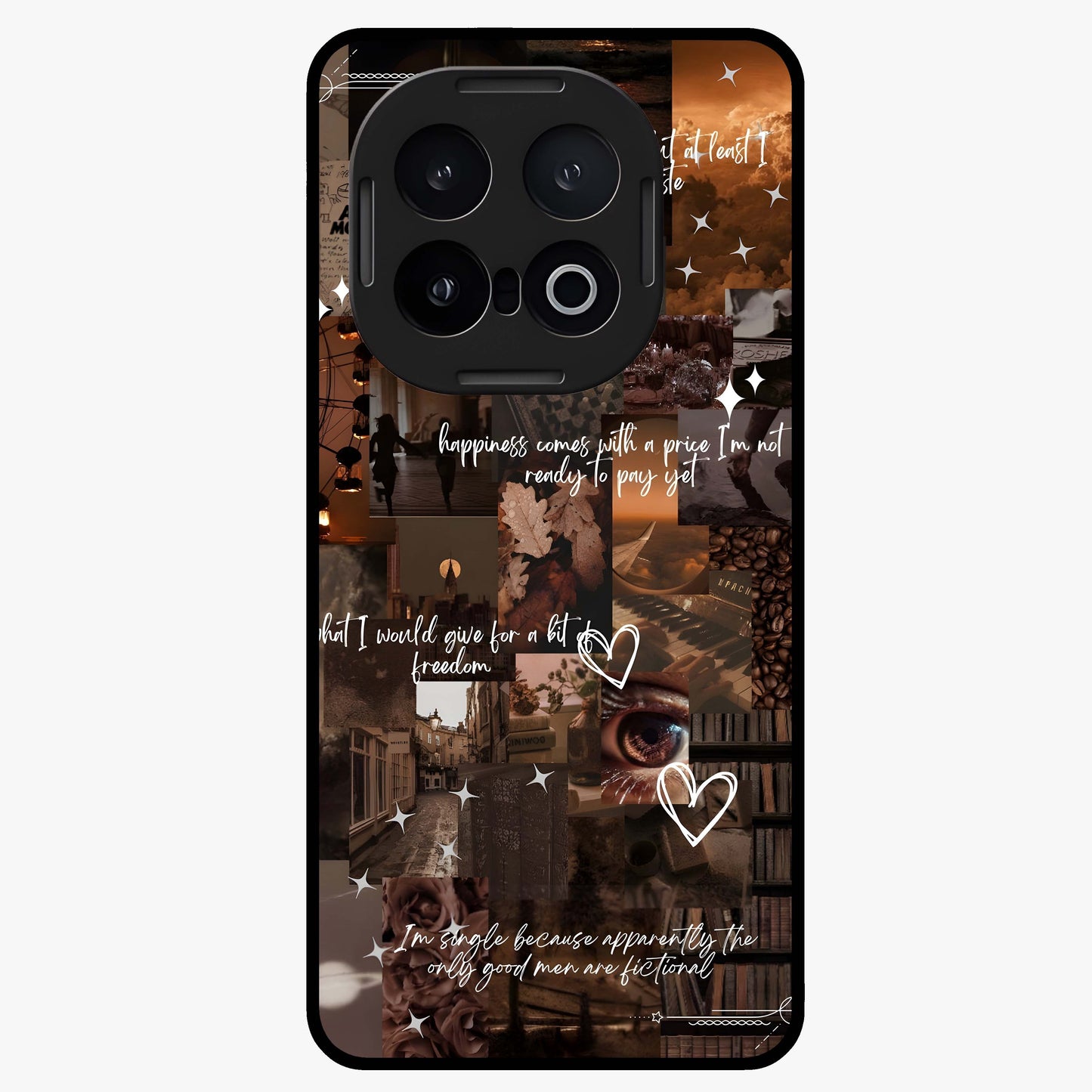 Bittersweet Aesthetic Chaos Glass Case showing flat back view with artistic chaotic aesthetic design and glossy glass finish.
